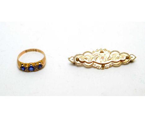 An Edwardian garnet topped doublet and diamond ring, in 9ct yellow gold mount and shank, size N 1/2, 1.4g; and a yellow metal
