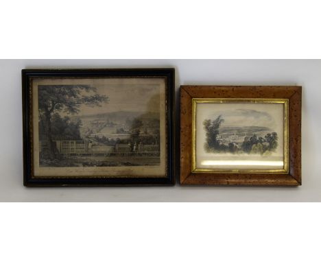 After William Havel 19thC Great Western Railway lithograph 22 x 30cm and a bookplate of Bath 16 x 20cm in maple frame