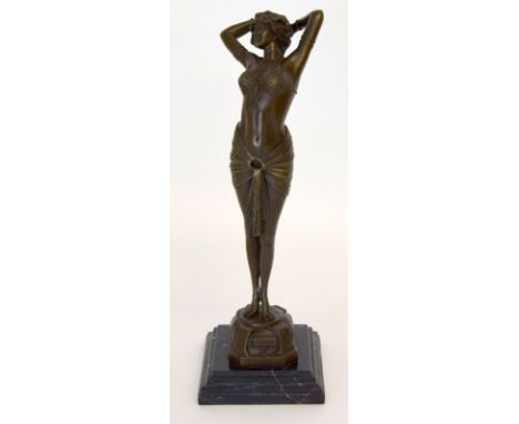 Contemporary bronze of an Art Deco lady. Stands 43cm