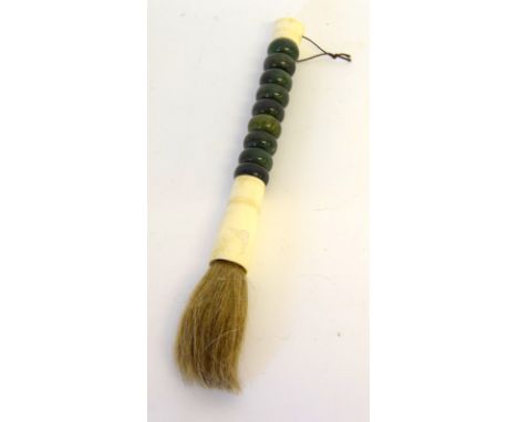 A Chinese Calligraphy Brush With Bone And Jade Handle