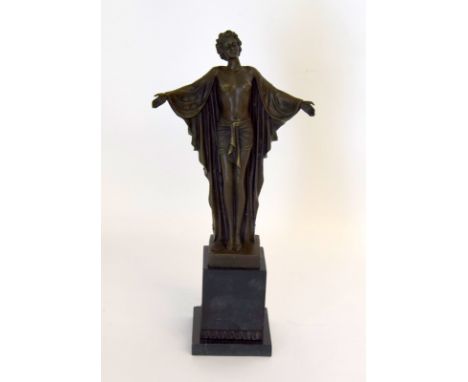 Contemporary bronze of a semi naked lady standing 44cm tall