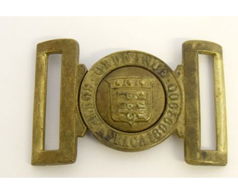 A rare early 20th century brass belt buckle to the Army Ordnance Corps with South Africa 1899-1900 Battle Honour