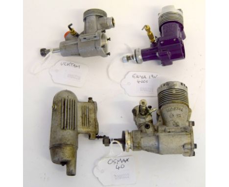 Vcktam (incomplete) model aero engine, Enya 19V model 4005  aero engine, OS MAX 40 model aero engine 