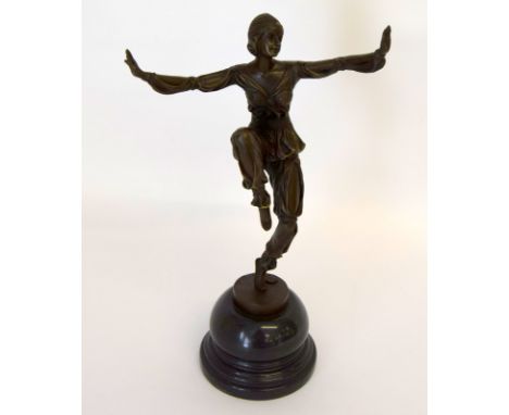 Contemporary bronze of a dancing lady. 39cm tall