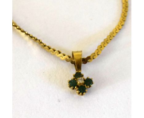 9ct gold emerald necklace on a gold chain