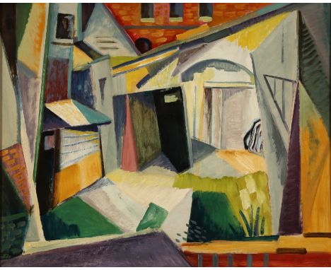 {Albert Botzenhard. 1926 - Ulm - 2004.} Verso monogr. und (19)59 dat. sowie bet. "Hinterhof Ulm Büchsengasse 7" (Justizgebäud