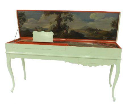 Fretted (gebunden) clavichord by Hieronymus Hass, Hamburg, 1740, the exterior with later pale green paintwork, the interior a