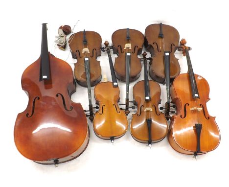 *Contemporary double bass (at fault); also a contemporary full size violoncello and five various contemporary child's violonc