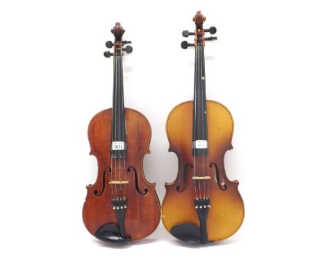 *Early 20th century viola, 15 3/8", 41.60cm; also a contemporary Czechoslovakian viola, 16 1/4", 41.30cm (2) *This lot is sub