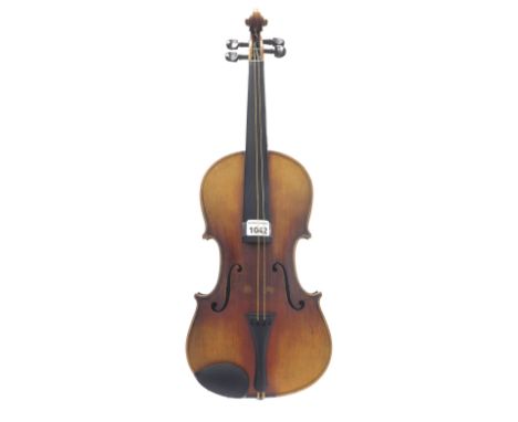 Early 20th century violin branded D. Ansingh en Co, Zwolle below the button on the back, 14 1/16", 35.70cm, bow, case