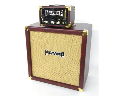 Matamp Minimat guitar amplifier head with matching 1 x 12 speaker cabinet, both with red leather exterior, including Sound La