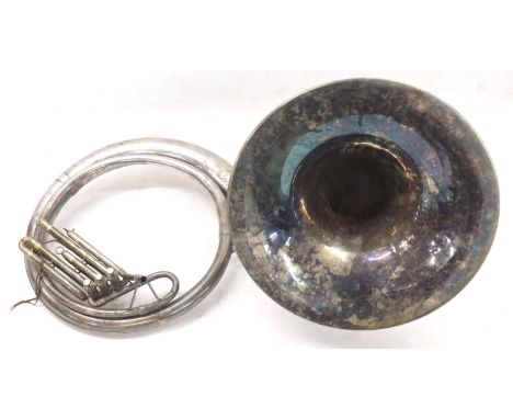 Besson Westminster silver plated sousaphone, with three mouthpieces and crook pipe