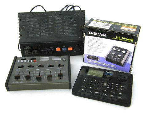 Alesis SR-16 drum machine; together with a Yamaha QX 21 digital sequence recorder, Tascam US-144 mark II USB audi/midi interf