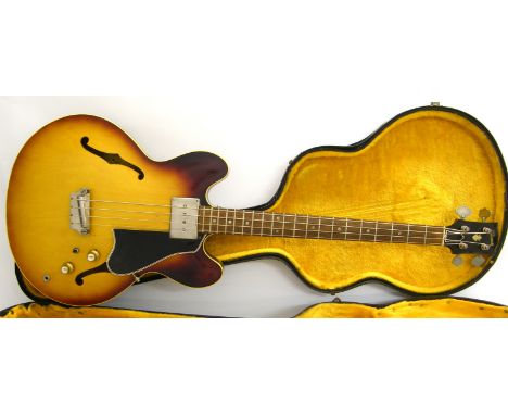 1964 Gibson EB2 hollow body electric bass guitar, made in USA, ser. no. 174322, sunburst finish with a few minor imperfection