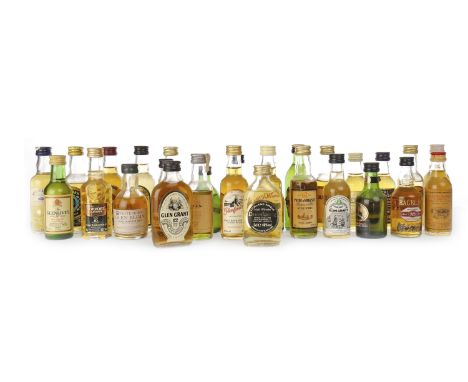 FORTY SIX MALT SCOTCH WHISKY MINIATURESTo include: Glenfarclas aged 10 years (40%), Glen Garioch aged 10 years (43%), Glentur