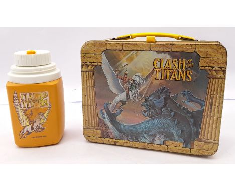 Clash of the Titans, 1980 Metal Lunchbox &amp; Flask/Thermos Division, King-Seeley, made in USA, generally Fair to Good (scra