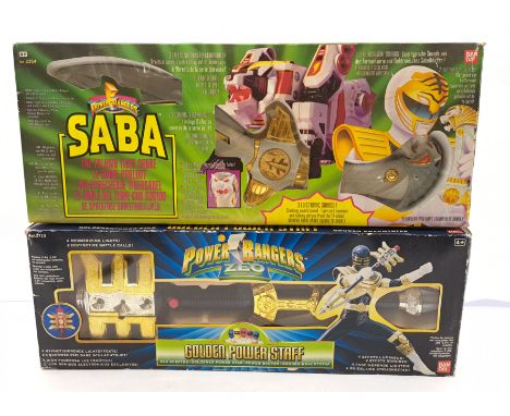 Bandai Power Rangers Weapons pair including: Power Rangers Zeo Golden Power Staff, Power Rangers Saba, within Fair to Good pa