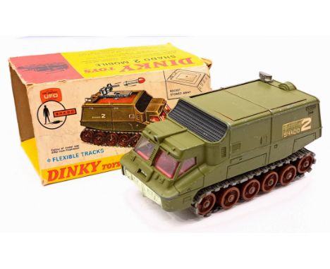 Dinky 353 "UFO" Shado 2 Mobile, RARE ISSUE with smooth roof, green, red interior, pale green base, large brown plastic roller