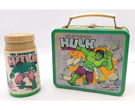 Marvel Comics, The Incredible Hulk 1978 Metal Lunchbox &amp; Thermos/Flask, Aladdin Industries, made in the USA, Generally Go