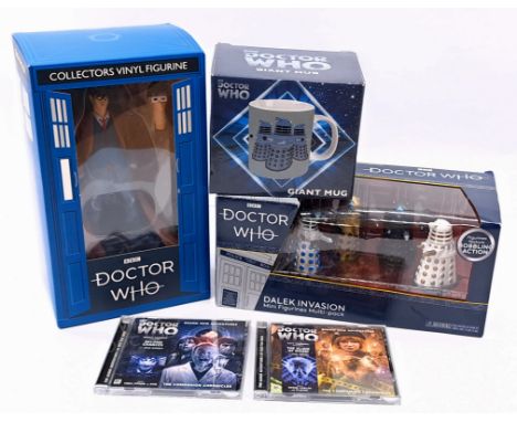 Doctor Who group including: (1) Dynamix Tenth Doctor vinyl figure; (2) Big Chief Studios Dalek Invasion Mini Figurines Multi-