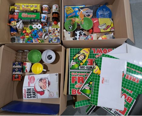 Advertising &amp; Cereal collectibles including: Kellogg's Football Cereal Bowls, figures, plus others, unchecked for complet