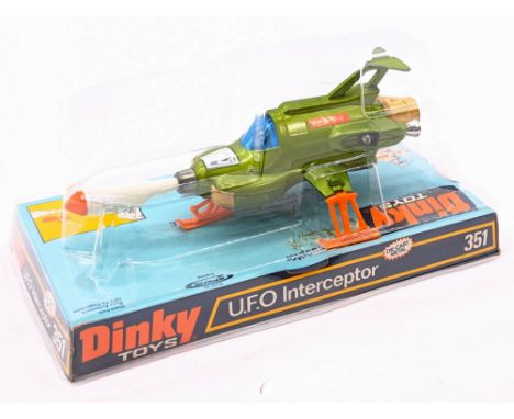 Dinky 351 "Shado" UFO Interceptor, metallic green, orange legs, comes with missile, some tarnishing to nose missile housing a