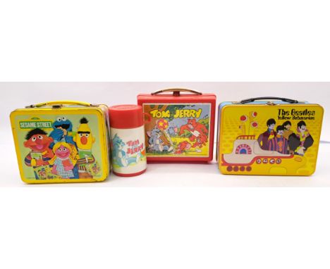 Vintage Lunch Box, plus others trio including: Aladdin Industries Sesame Street Metal lunch box 1979, Tom &amp; Jerry plastic