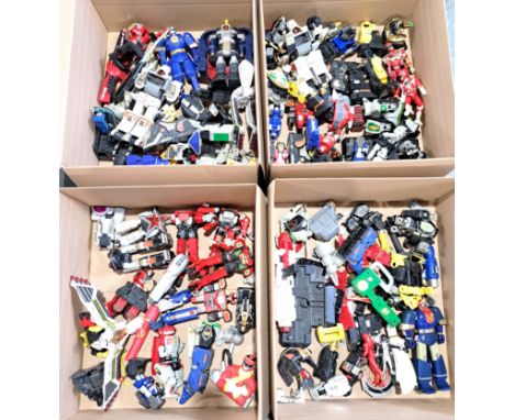 Bandai Power Ranger loose group for spares and parts, unchecked for completeness or correctness, would benefit from cleaning,