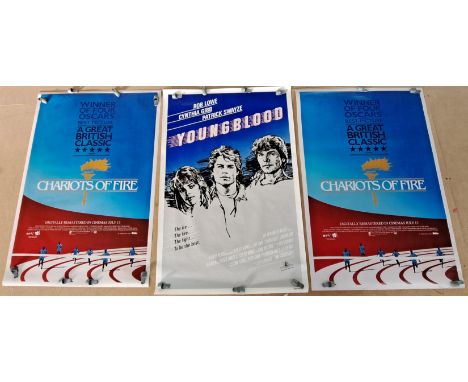 3 Film Posters - Digitally Remastered Chariots of Fire (x2) (size approx 27x40 inches) with Youngblood (size approx 27x40 inc