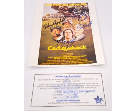 Caddy Shack Autograph Signed by Bill Murray, Rodney Dangerfield, Ted Knight, Chevy Chase, with COA from Classy Collectables L