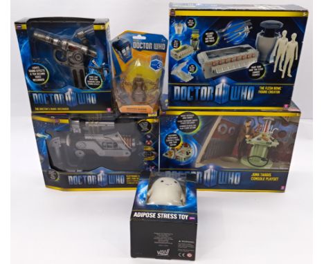 Character, Doctor Who collectibles group including: Adipose Stress Toy, Junk Tardis Console Playset, The Flesh Bowl Figure Cr