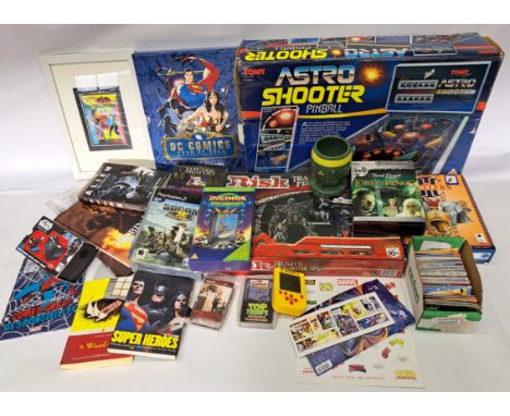 Assortment of TV Film related Games, Books, Cards inc. Tomy Astro Shooter (no charger), in mixed lot. Condition varies, mostl