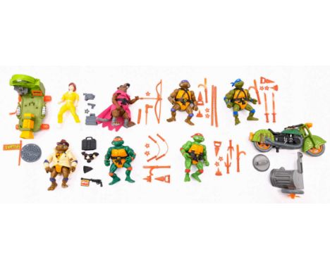 Playmates vintage Teenage Mutant Ninja Turtles action figures x nine including: (1) Don The Undercover Turtle; (2) April O'Ne