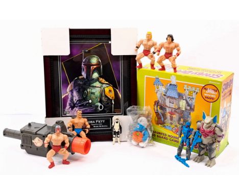 Mixed TV &amp; Film group including: Boba Fett print by Mark McKenna (signed by artist,COA); Kenner Star Wars Biker Scout; Tr