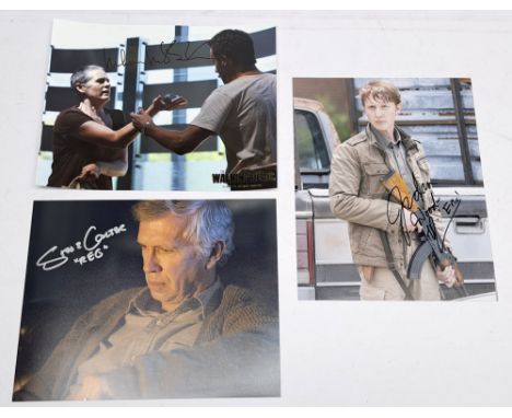 The Walking Dead signed 8"x10" photos x3, to include Melissa McBride (Carol Peletier) Jordan Woods-Robinson (Eric Raleigh), S