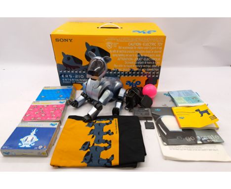 Sony AIBO ERS 210 Robotic Dog, also including: AIBO Fun pack, Hello AIBO!, Party Mascot, Ball, Charger, instructions, 2nd Gen