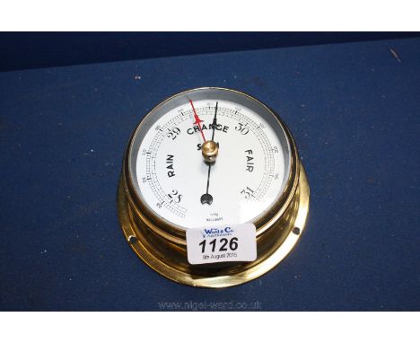 A Sestrel Yacht brass 3 1/2'' Barometer, boxed.