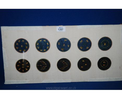 Ten mounted Mughal Playing Cards.
