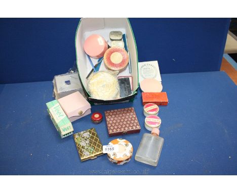 A selection of Vintage Cosmetics including Va Laze Persian Eyeblack, rouge, Amami nail polishing stone, Vogue compact, Elizab