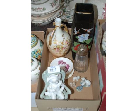 A quantity of Pin Trays including Royal Worcester and Wedgwood, Limoges vase, oriental vase, etc.