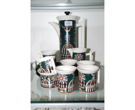 A Portmeirion 'Magic City' Coffee set for six, designed by Susan Williams.