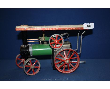 A Mamod TE1A model Traction Engine with burner tray, steering rod damaged