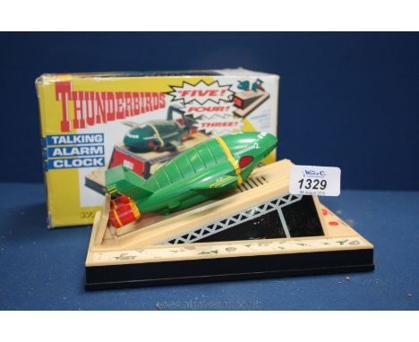 A boxed Wesso Thunderbird 2 Alarm Clock in the form of Thunderbird 2 with launch pad, snooze and digital alarm