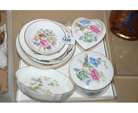 A small quantity of Trinket Pots and Pin dishes including Spode 'Oriental Bird', Derby 'Posies', Wedgwood 'Wild Strawberry', 