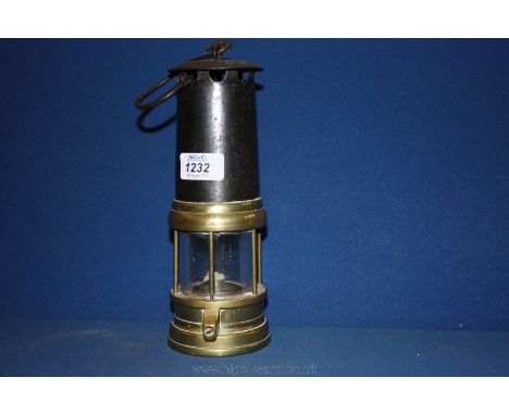 A Brass and metal Davy Lamp
