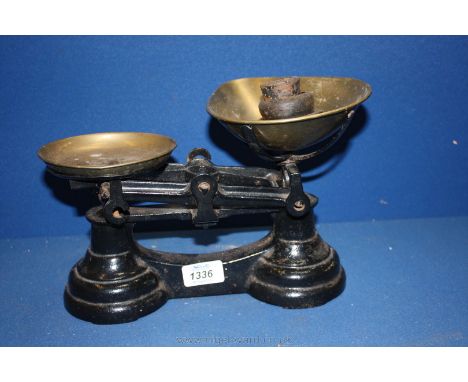 A pair of vintage Kitchen Scales and weights