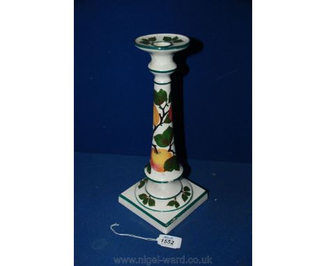 A Wemyss ware Candlestick with some chips, 12'' tall.