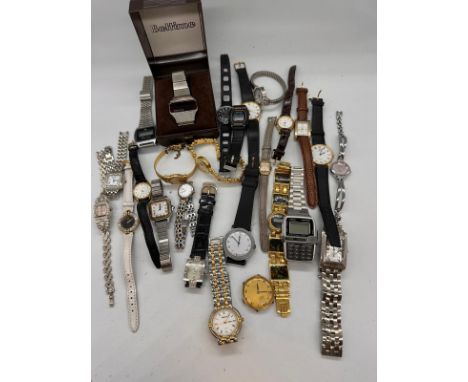 A selection of vintage wristwatches including Beltime, Christian Bernard, Timex etc