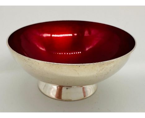 A single Danish salt with red enamel interior