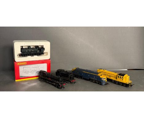 Five model railway engines to include a Horny class 2759 Pannie tank and a selection of Tri Ang engine s